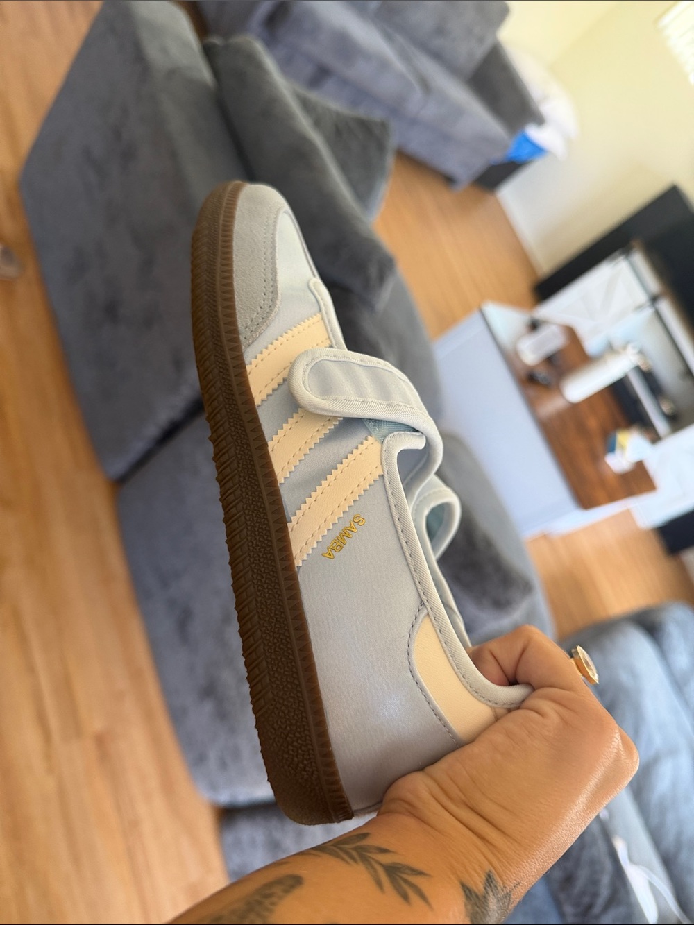 adidas Samba Women’s Light Blue & White Velcro Athletic Sandals